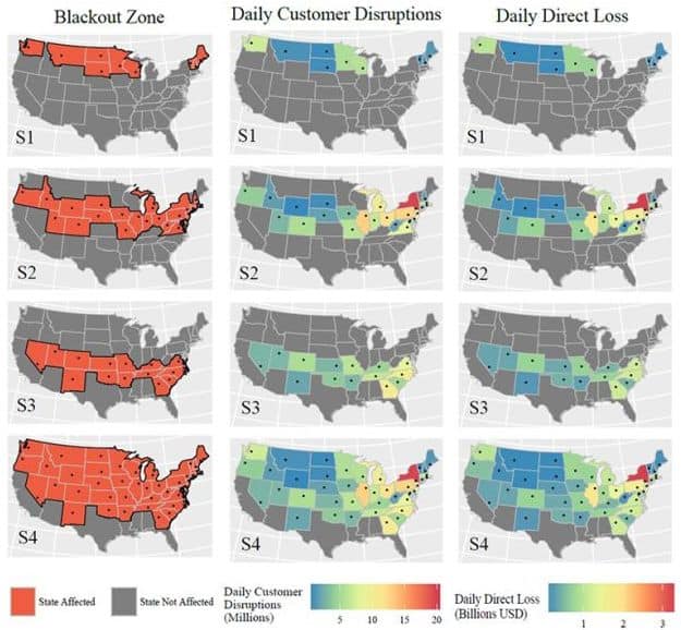 US blackouts maps